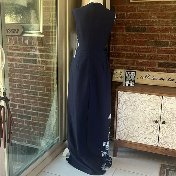 Kay Unger Esti Floral Stretch-Crêpe Walk-Thru Jumpsuit Size 12 NWT - Picture 9 of 10